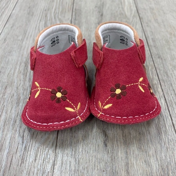 Pipit Suede Flower Apricot Camel Baby Shoes Size 2 - Picture 3 of 10